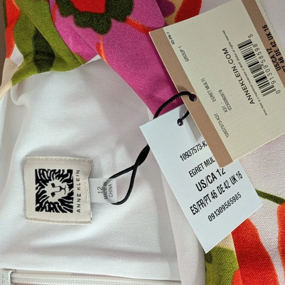 ❤️Anne Klein Floral Print Sleeveless Shift Dress Egret Multi Size 12❤️ - Picture 7 of 8